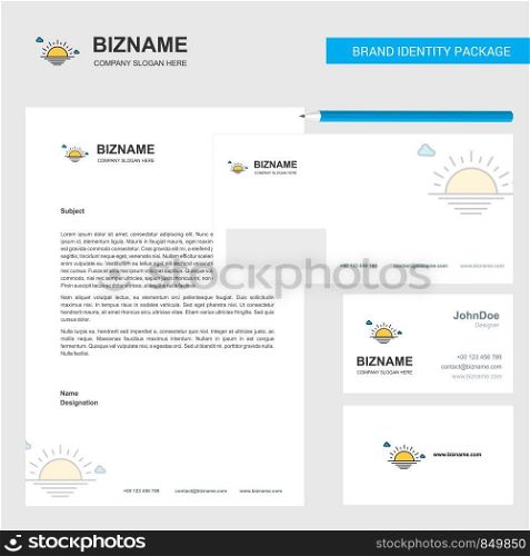Sunset Business Letterhead, Envelope and visiting Card Design vector template