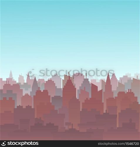 Sunset City silhouette landscape. City landscape background. Downtown skyline with high skyscrapers. Panorama architecture Goverment buildings illustration. Urban life Vector illustration. Sunset City silhouette landscape. City landscape background. Downtown skyline with high skyscrapers. Panorama architecture Goverment buildings illustration. Urban life