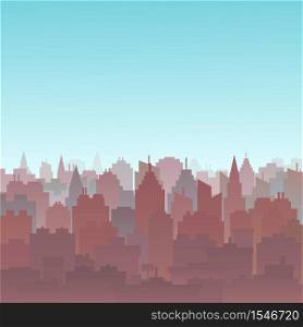 Sunset City silhouette landscape. City landscape background. Downtown skyline with high skyscrapers. Panorama architecture Goverment buildings illustration. Urban life Vector illustration. Sunset City silhouette landscape. City landscape background. Downtown skyline with high skyscrapers. Panorama architecture Goverment buildings illustration. Urban life