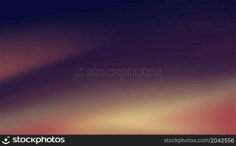 Sunset dusk sky in evening with orange, yellow and purple colour, Dramatic twilight landscape with dark blue sky and sunlight,Vector Panorama natural horizon banner of sunrise four season background