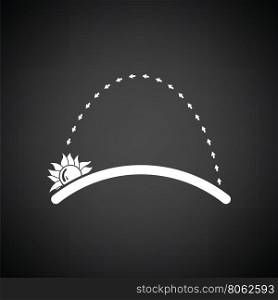 Sunset icon. Black background with white. Vector illustration.