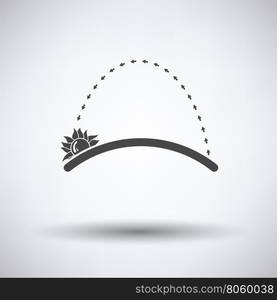 Sunset icon on gray background with round shadow. Vector illustration.