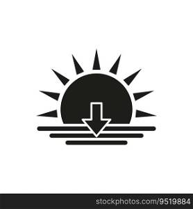 Sunset icon with arrow. Vector illustration. EPS 10. Stock image.. Sunset icon with arrow. Vector illustration. EPS 10.
