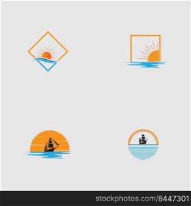 sunset logo set  icon vector illustration design