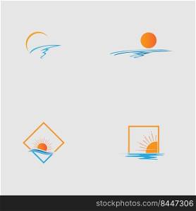 sunset logo set  icon vector illustration design