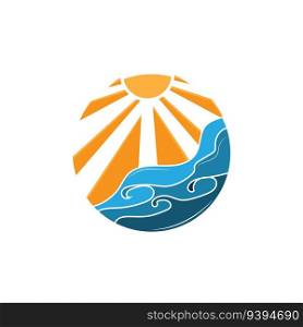 Sunset Logo, Sun Vector, Beach Natural Scenery, Minimalist Design Brand Illustration
