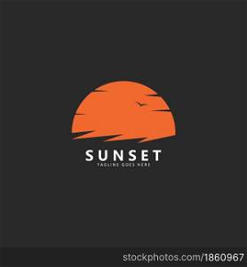 sunset logo vector icon on black background illustration design