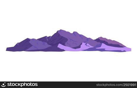 Sunset mountains semi flat color vector object. Full sized item on white. Natural beauty. Place for c&ing, hiking. Simple cartoon style illustration for web graphic design and animation. Sunset mountains semi flat color vector object