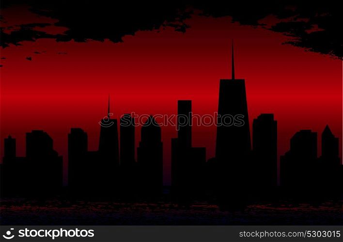Sunset over the Cities Silhouette. Vector Illustration. EPS10. Sunset over the Cities Silhouette. Vector Illustration.