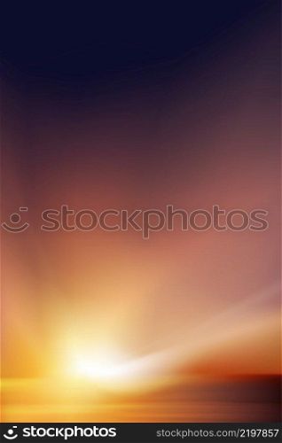 Sunset sky in evening with orange, yellow and purple colour, Dramatic twilight landscape with dark blue sky,Vector Vertical backdrop banner beautiful Natural Sunrise for Spring, Summer background