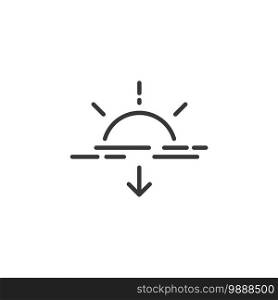 Sunset thin line icon. Isolated outline weather vector illustration