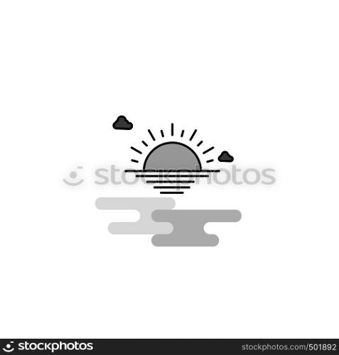 Sunset Web Icon. Flat Line Filled Gray Icon Vector