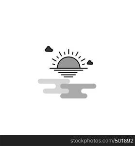 Sunset Web Icon. Flat Line Filled Gray Icon Vector