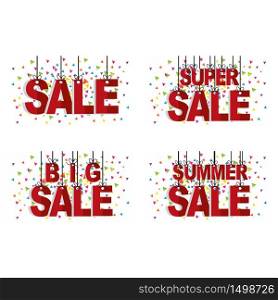 Super Big Summer Sale Hanging Tag Banner Confetti