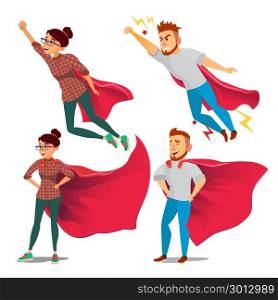 Super Businesswoman Character Vector. Achievement Victory Concept. Successful Superhero Business Person. Waving Red Cape. Isolated Flat Cartoon Illustration. Super Business Woman Character Vector. Red Cape. Leadership Concept. Creative Modern Business Super Woman. Business Woman Flying To Success. Isolated Flat Cartoon Illustration