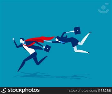 Super leader for business team. Concept business vector illustration. Flat character style.