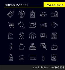 Super Market Hand Drawn Icons Set For Infographics, Mobile UX/UI Kit And Print Design. Include: Cigarette, Cigarette Box, Cigarette Pack, Carrot, Crunchy, Vegetable, Icon Set - Vector