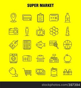 Super Market Line Icons Set For Infographics, Mobile UX/UI Kit And Print Design. Include: Cigarette, Cigarette Box, Cigarette Pack, Carrot, Crunchy, Vegetable, Icon Set - Vector