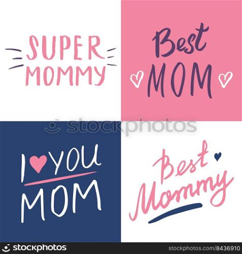 Super mom, Calligraphic Letterings signs set, printable phrase set. Vector illustration.. Super mom, Calligraphic Letterings signs set, printable phrase set. Vector illustration