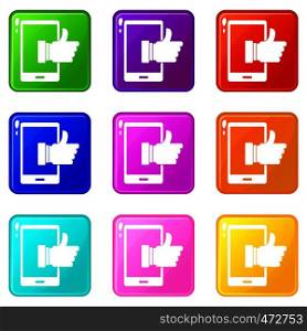 Super phone icons of 9 color set isolated vector illustration. Super phone icons 9 set
