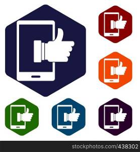 Super phone icons set hexagon isolated vector illustration. Super phone icons set hexagon