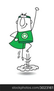 Super Recycling Hero is flying away quickly! It&rsquo;s an emergency. He can help your company to recycling her wastes !