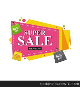 Super Sale Banner Discount Tag Origami Folded Paper