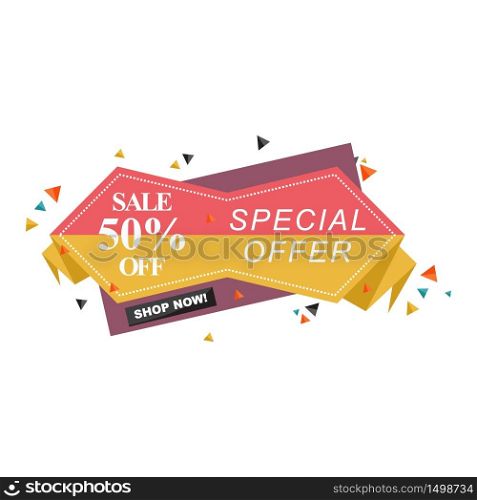Super Sale Banner Discount Tag Origami Folded Paper