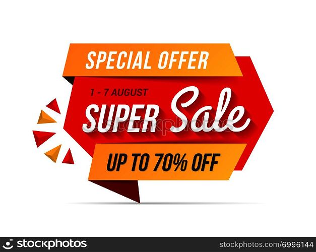 Super sale banner, special offer, vector eps10 illustration. Super Sale Banner