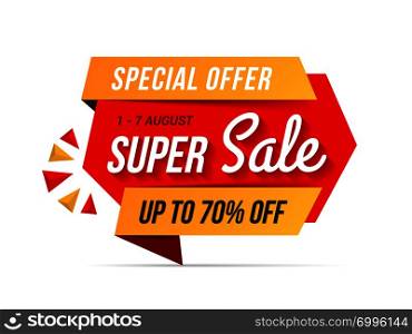 Super sale banner, special offer, vector eps10 illustration. Super Sale Banner