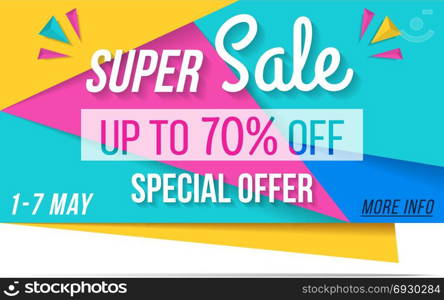 Super Sale Banner. Super sale banner, 70% off, special offer, vector eps10 illustration