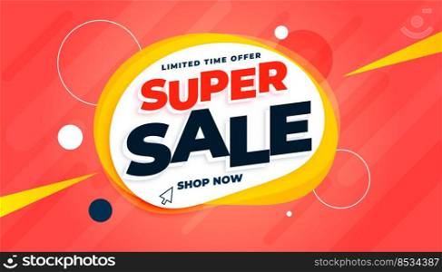 super sale banner with promo coupon in fluid style design 