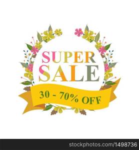 Super Sale Discount Off Floral Wreath Banner