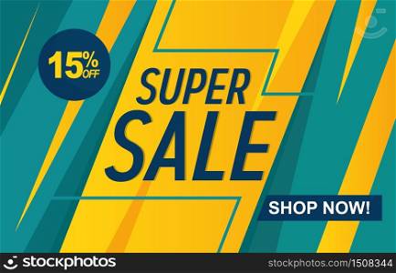 Super Sale Discount Offer Promotion Web App Banner Vector Illustration