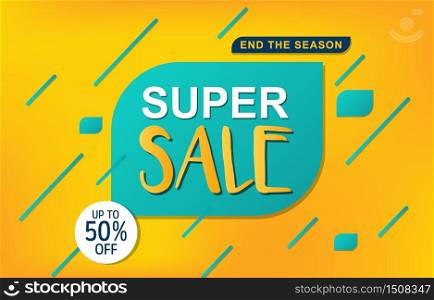 Super Sale Discount Offer Promotion Web App Banner Vector Illustration