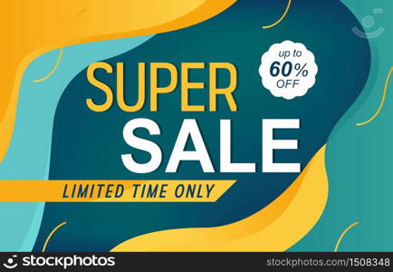 Super Sale Discount Offer Promotion Web App Banner Vector Illustration