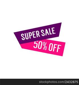 Super sale fifty percent off lettering. Inscription can be used for leaflets, posters, banners