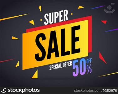 Super Sale special offer. 50 off discount baner. Vector promotion market banner for Sale.. Super Sale special offer. 50 off discount baner. Vector promotion market banner for Sale