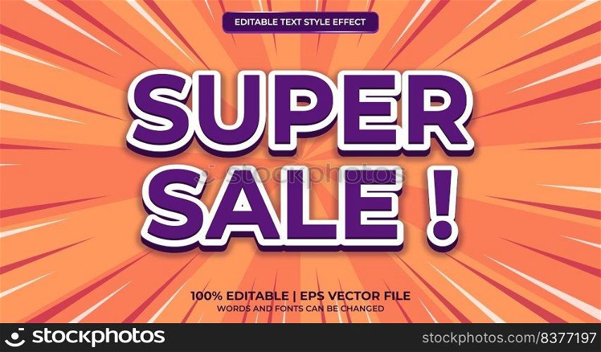 Super sale text effect template. Editable text effect. Promotional sale style