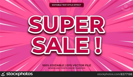 Super sale text effect template. Editable text effect. Promotional sale style
