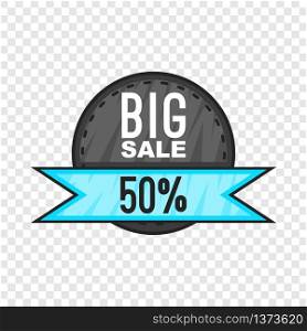 Super sale with 50 discount icon in cartoon style isolated on background for any web design . Super sale with 50 discount icon, cartoon style