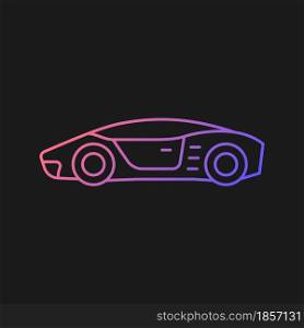 Supercar gradient vector icon for dark theme. High-performance luxury sports vehicle. Exotic car. World-class auto. Thin line color symbol. Modern style pictogram. Vector isolated outline drawing. Supercar gradient vector icon for dark theme