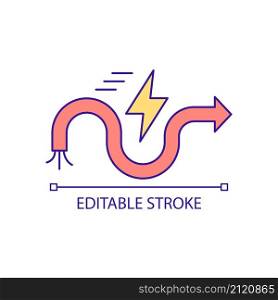 Superconducting cable RGB color icon. Smart grid system component. Electric energy transmission equipment. Isolated vector illustration. Simple filled line drawing. Editable stroke. Arial font used. Superconducting cable RGB color icon