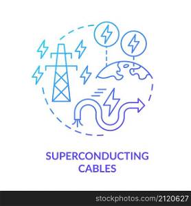 Superconducting cables blue gradient concept icon. Smart grid equipment component abstract idea thin line illustration. Isolated outline drawing. Roboto-Medium, Myriad Pro-Bold fonts used. Superconducting cables blue gradient concept icon