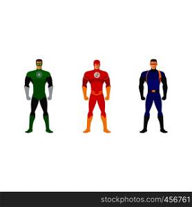 Superhero costumes isolated icons set. Vector illustration. Superhero costumes vector set