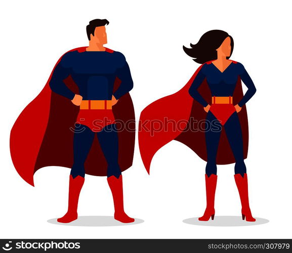 Superhero Couple. Superman and superwoman vector characters in flat ...