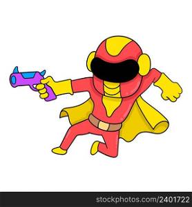 superhero is holding a gun