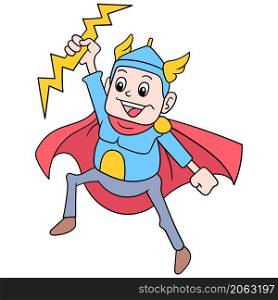superhero thor god controlling lightning as his main style