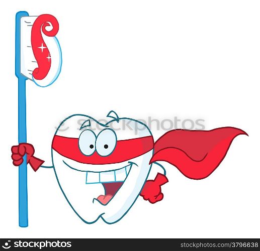 Superhero Tooth With Toothbrush