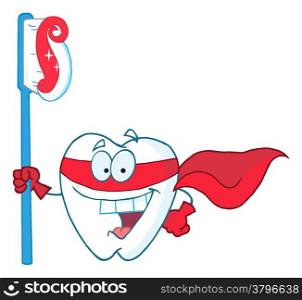 Superhero Tooth With Toothbrush